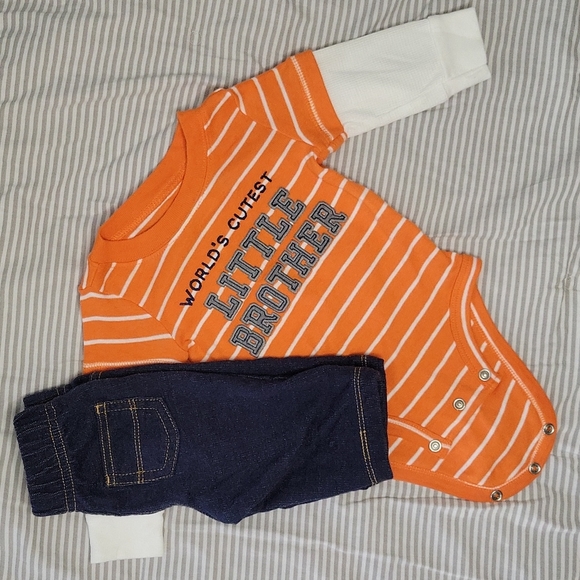 5/$25 Carter's "World's Cutest Little Brother" Matching Set Size 3m - Picture 6 of 6